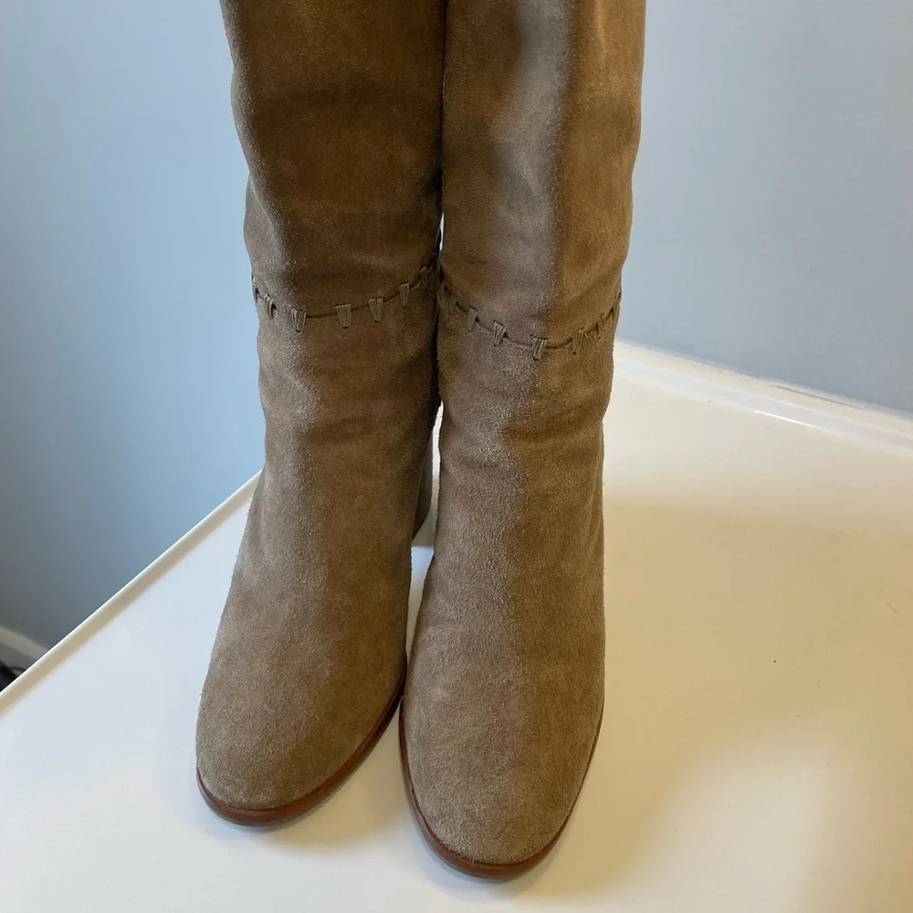 Tory Burch Contraire Leather Suede Block Heel Boots